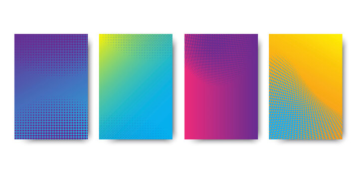 four colored rectangles. gradient halftone. Simple vector web banner. Stock image. Vector illustrati